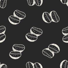coffee bean doodle drawing seamless pattern background N3