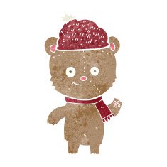 cartoon bear in hat N19
