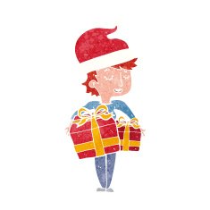 cartoon woman with gifts