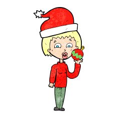 cartoon woman ready for christmas N18