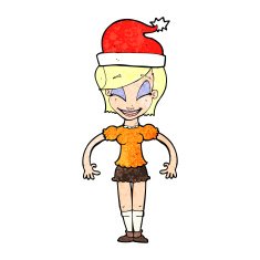 cartoon woman ready for christmas N19