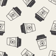 coffee doodle seamless pattern background N2