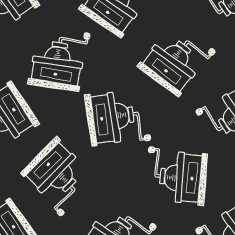 coffee grinder doodle seamless pattern background