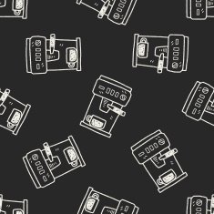 coffee machine doodle seamless pattern background