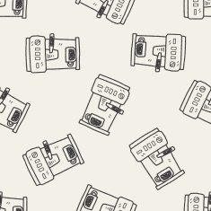 coffee machine doodle seamless pattern background N2