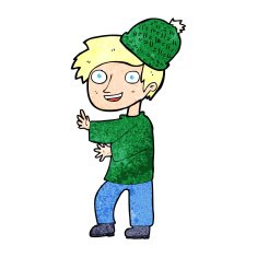 cartoon man wearing winter hat N16