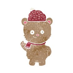 cartoon bear in hat N20