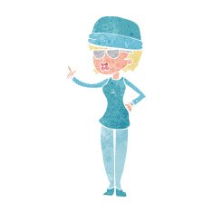 cartoon woman wearing winter hat N9