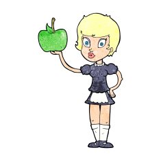cartoon waitress with healthy food N2