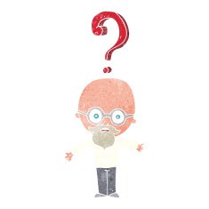 cartoon older man with question