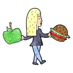 cartoon woman deciding to eat healthy N2