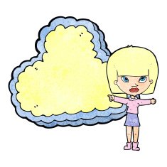 cartoon woman with cloud text space N4