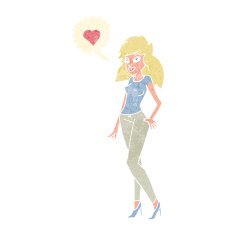 cartoon woman with love heart N3