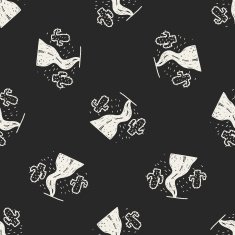 desert road doodle seamless pattern background
