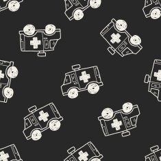 doodle ambulance seamless pattern background N3