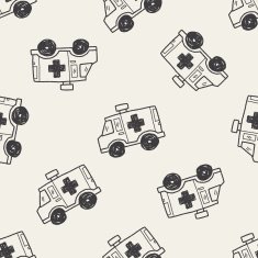 doodle ambulance seamless pattern background N4