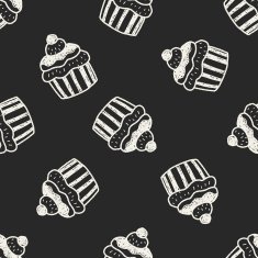 doodle cake seamless pattern background N6
