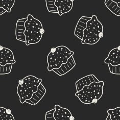 doodle cake seamless pattern background N8