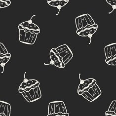 doodle cake seamless pattern background N11