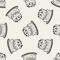 doodle cake seamless pattern background N22