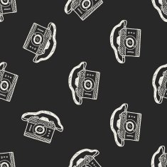 doodle camera seamless pattern background N7