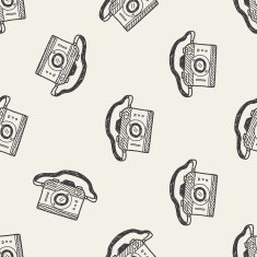 doodle camera seamless pattern background N8