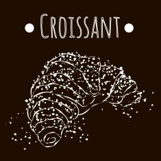 fresh and crispy croissant black white
