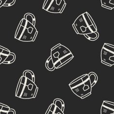 doodle coffee and tea seamless pattern background N2