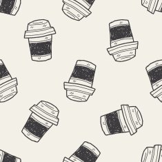 doodle coffee and tea seamless pattern background N3