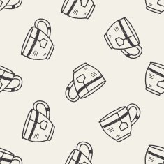 doodle coffee and tea seamless pattern background N4