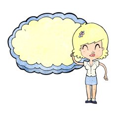 cartoon woman with cloud text space N6