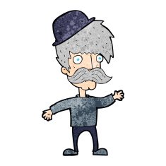 cartoon man wearing bowler hat N7
