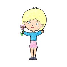 cartoon woman with flower N2