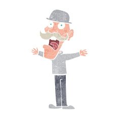 cartoon man wearing bowler hat N10