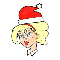cartoon woman ready for christmas N26