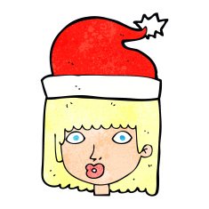 cartoon woman wearing santa hat N3