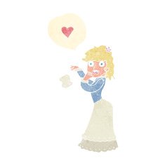 cartoon woman dropping handkerchief