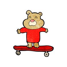 cartoon bear on skateboard