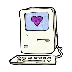 cartoon computer with love heart N2