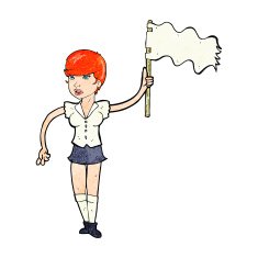cartoon woman waving white flag N2