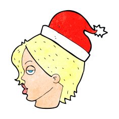 cartoon woman wearing santa hat N4