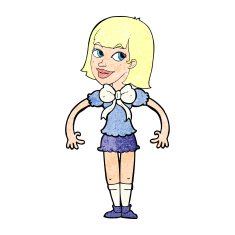cartoon woman wearing a big bow tie