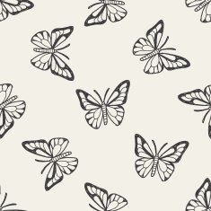 butterfly doodle seamless pattern background