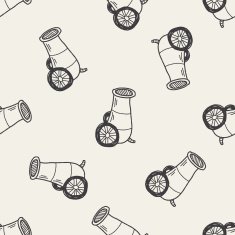 cannon doodle seamless pattern background N3