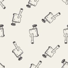 cannon doodle seamless pattern background N4