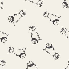 cannon doodle seamless pattern background N5