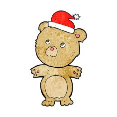 cartoon bear in christmas hat