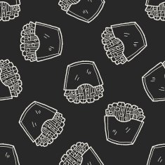 Doodle French fries seamless pattern background