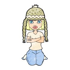 cartoon woman wearing hat N9