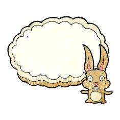 cartoon rabbit with text space cloud
